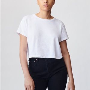 denim forum the kate tee in white
